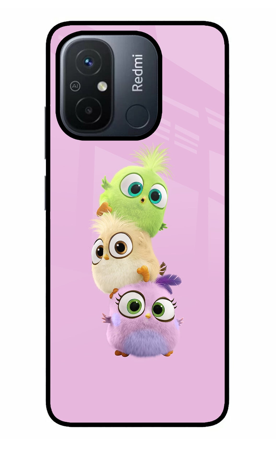 Cute Little Birds Redmi 12C Glass Case