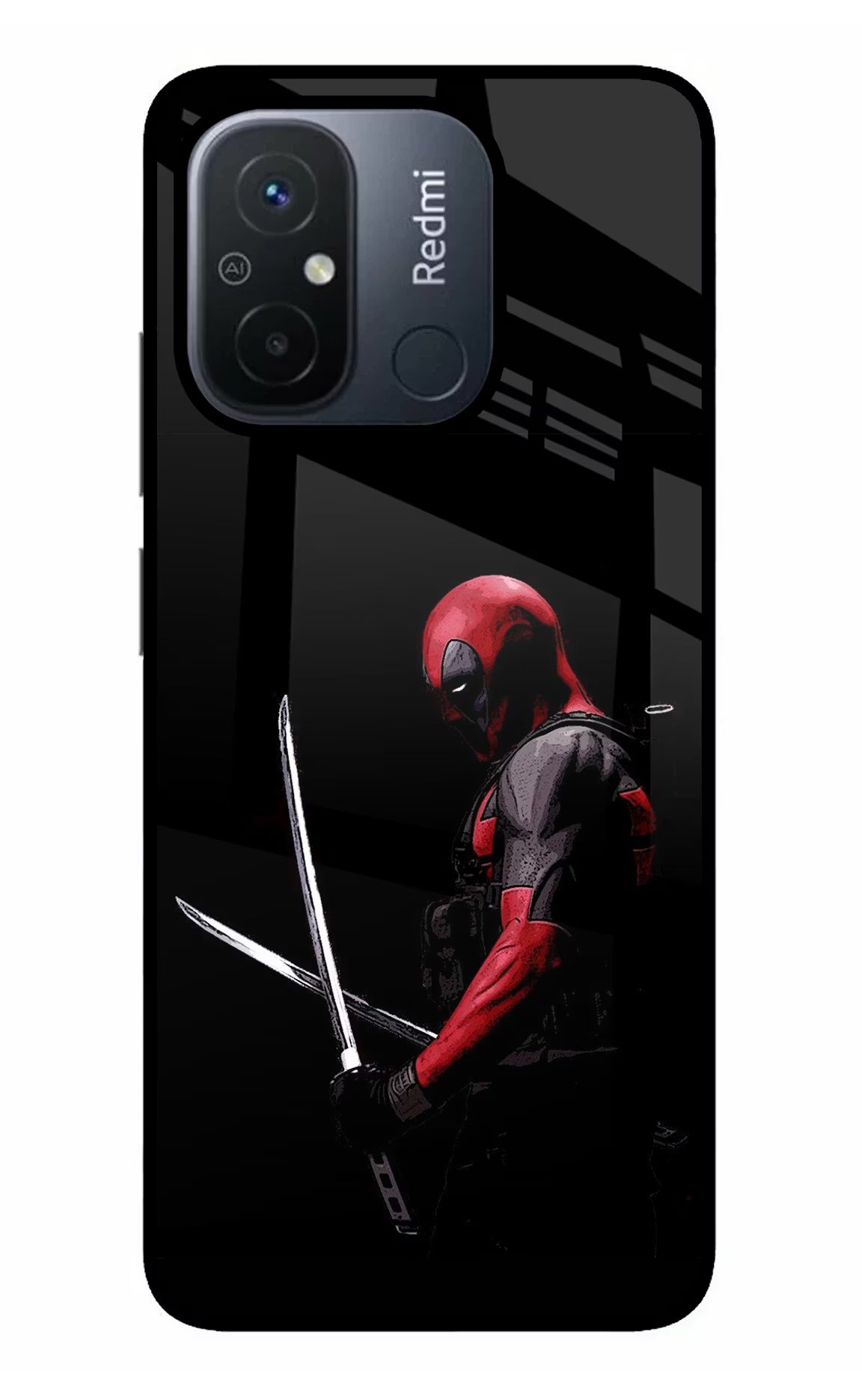 Deadpool Redmi 12C Glass Case Back Cover by Casekaro