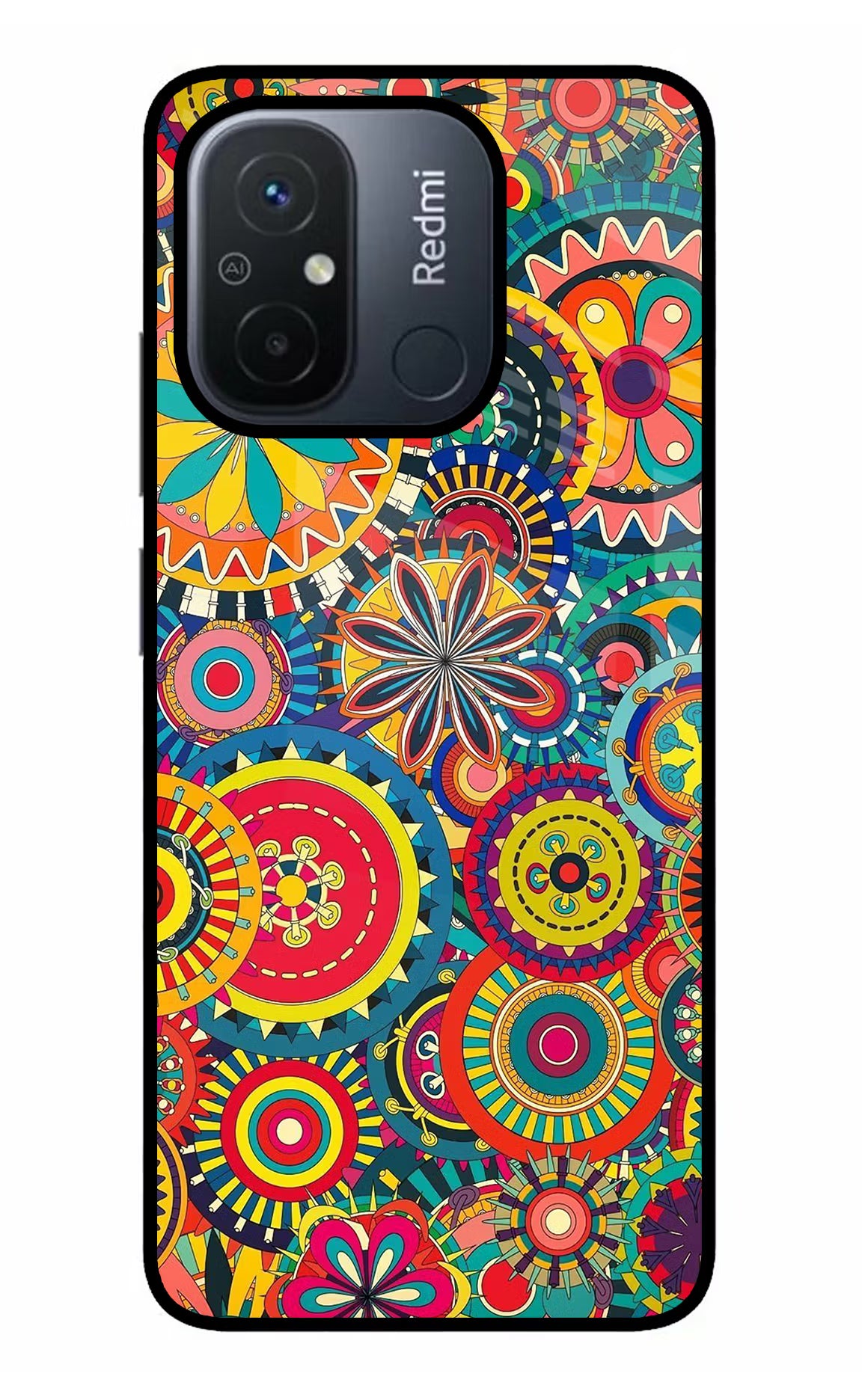 Gol Gol Art Redmi 12C Glass Case Back Cover by Casekaro