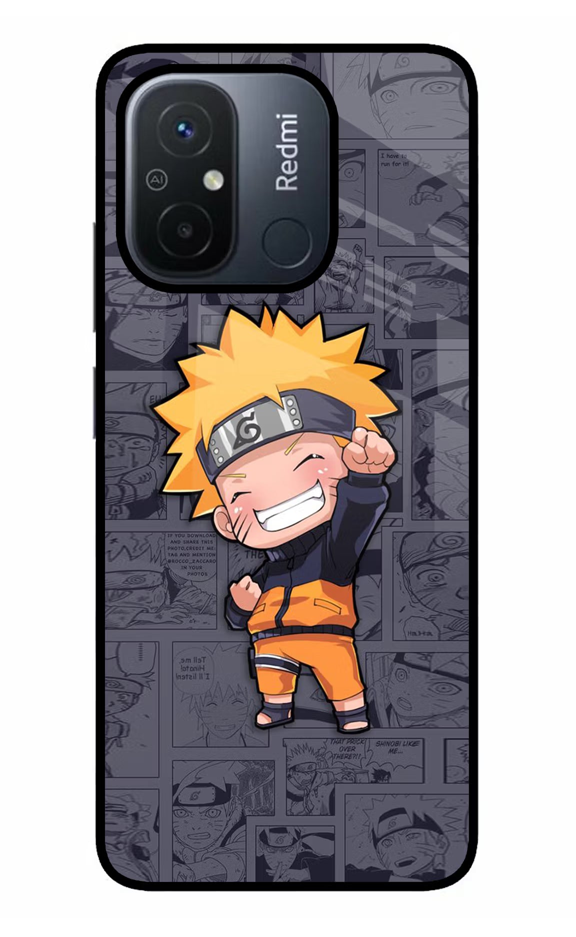 Chota Naruto Redmi 12C Glass Case Back Cover by Casekaro