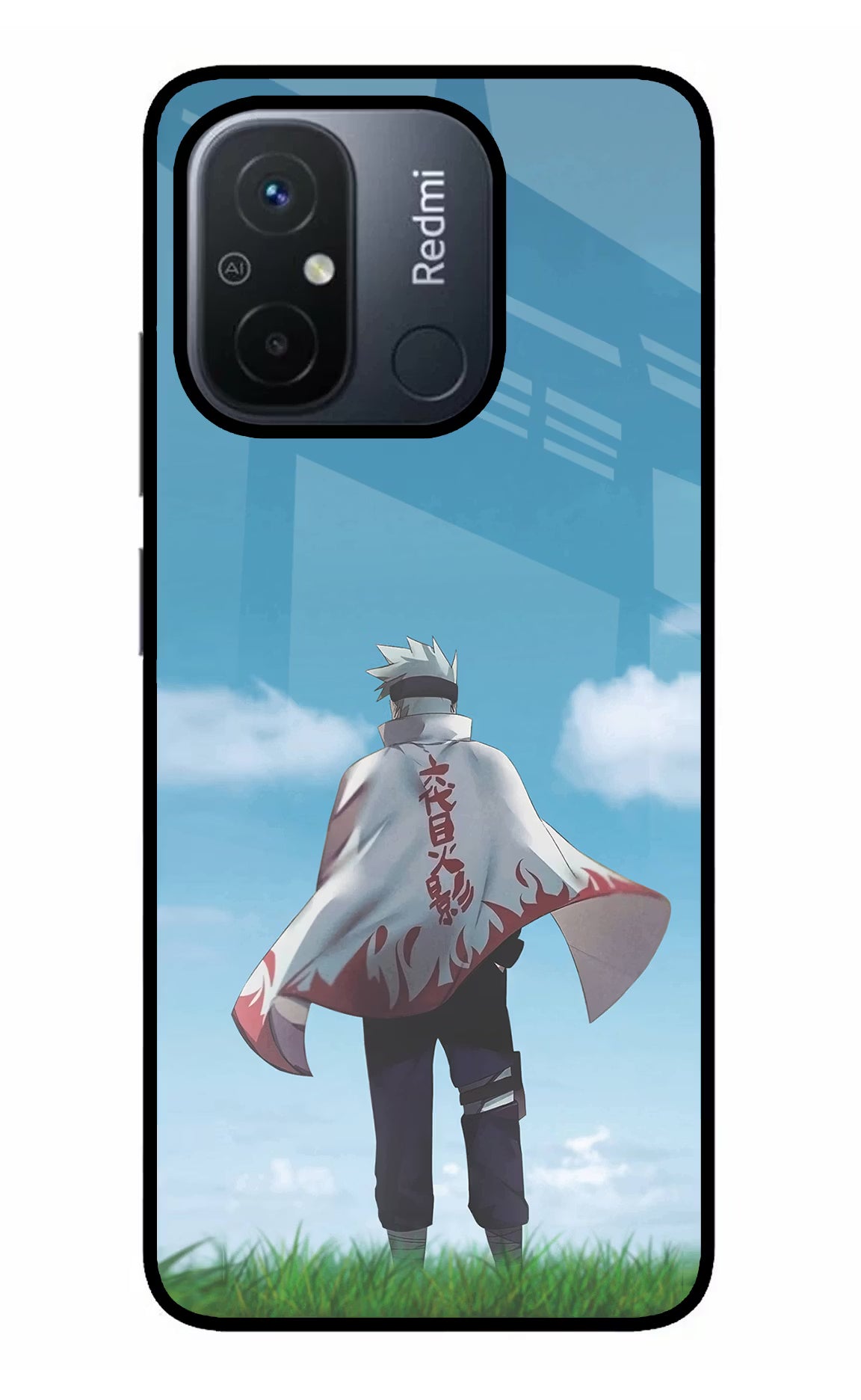Kakashi Redmi 12C Glass Case Back Cover by Casekaro
