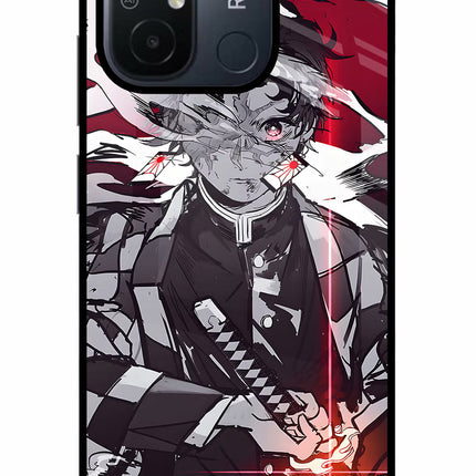 Demon Slayer Redmi 12C Glass Case Back Cover by Casekaro