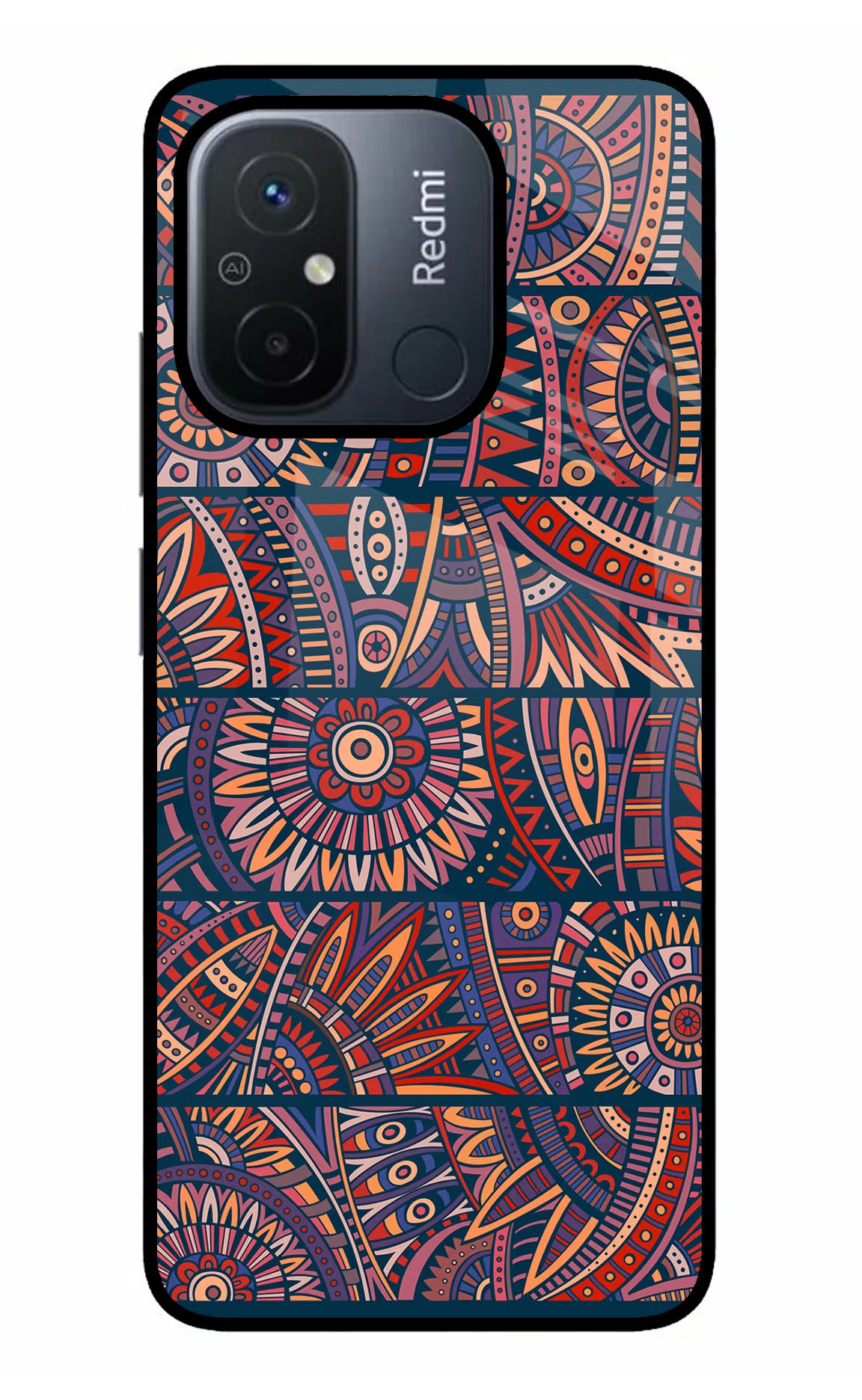 African Culture Design Redmi 12C Glass Case Back Cover by Casekaro