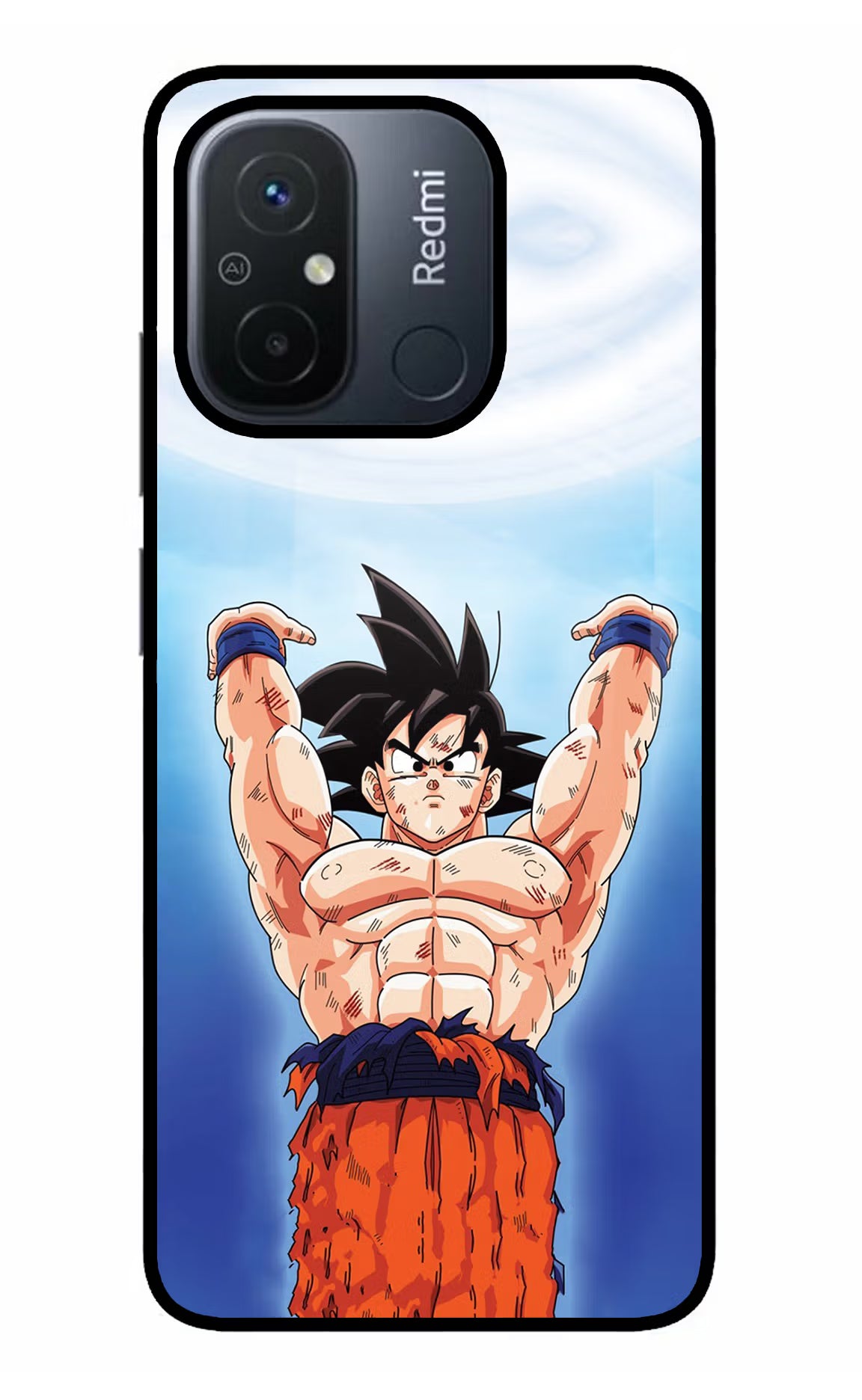 Goku Power Redmi 12C Glass Case Back Cover by Casekaro