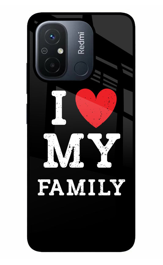 I Love My Family Redmi 12C Glass Case