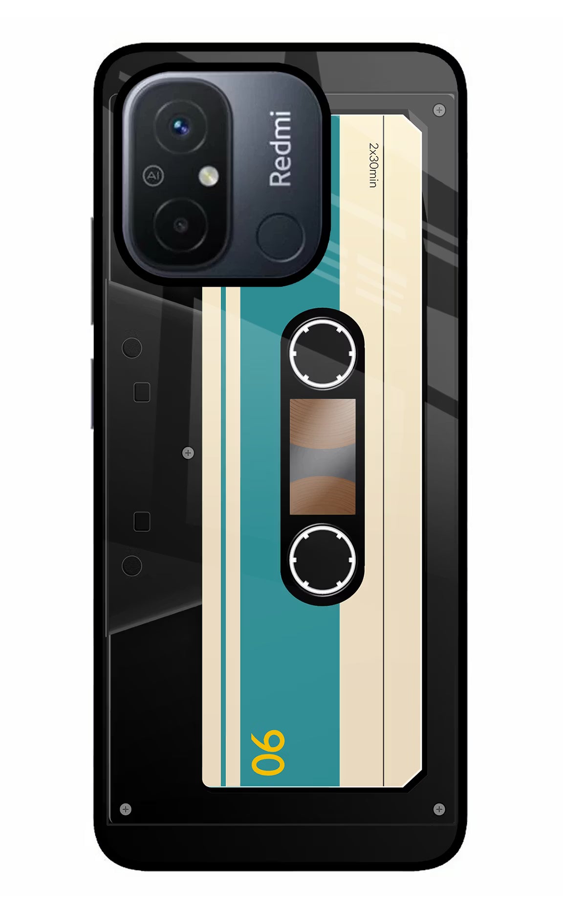 Cassette Redmi 12C Glass Case Back Cover by Casekaro