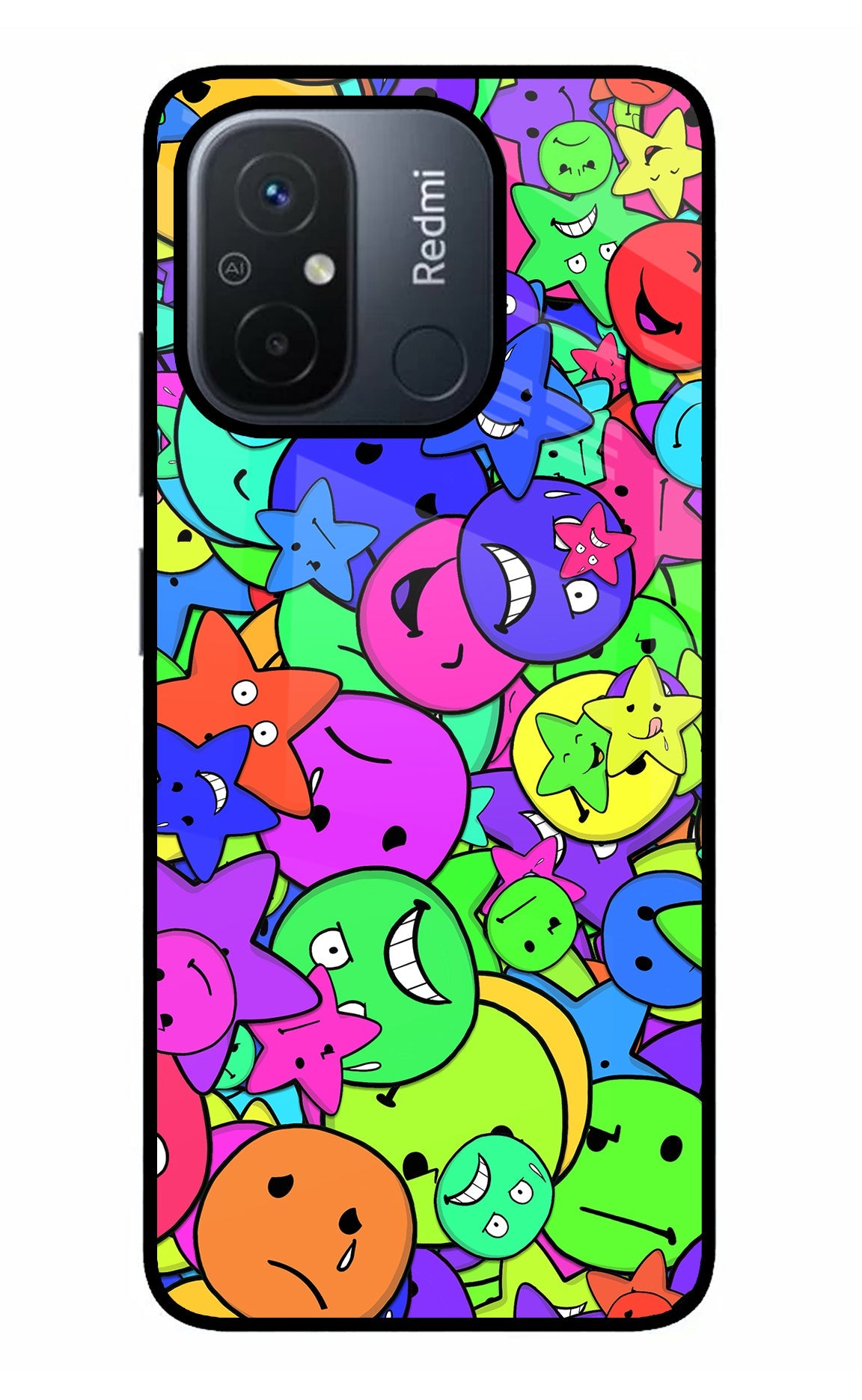 Fun Doodle Redmi 12C Glass Case