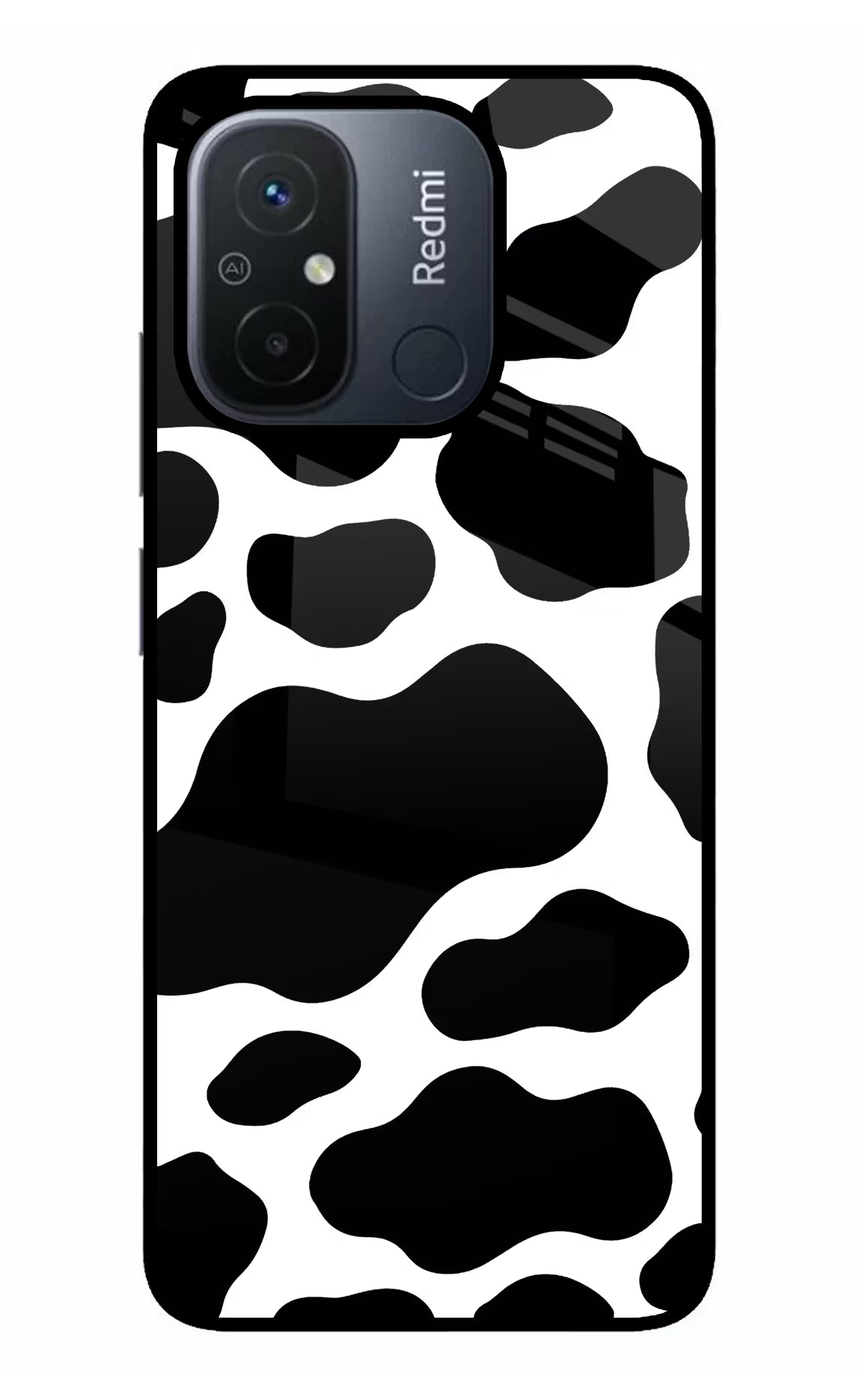 Cow Spots Redmi 12C Glass Case Back Cover by Casekaro