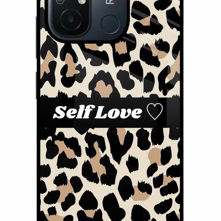 Leopard Print Self Love Redmi 12C Glass Case