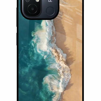 Ocean Beach Redmi 12C Glass Case Back Cover by Casekaro