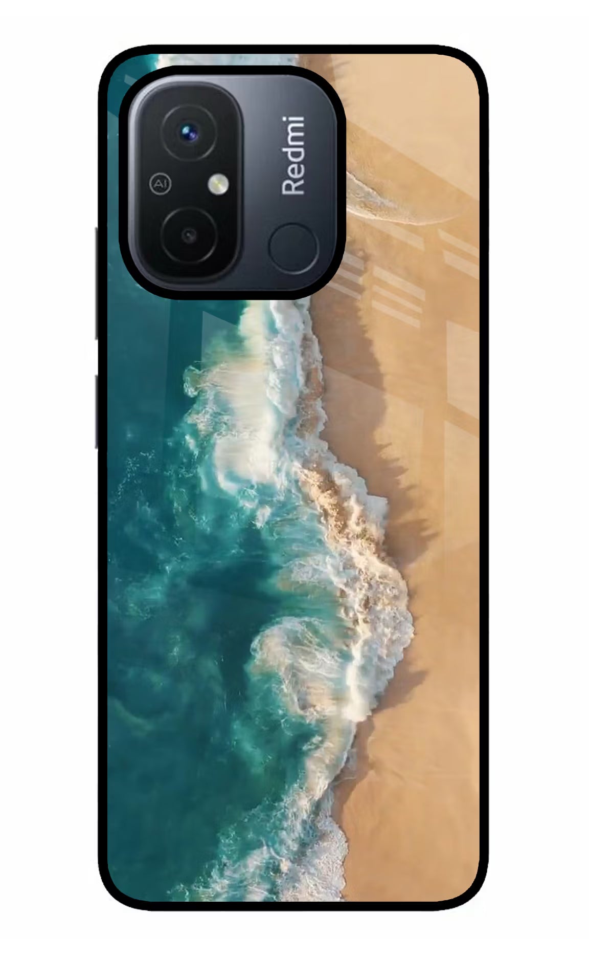 Ocean Beach Redmi 12C Glass Case Back Cover by Casekaro