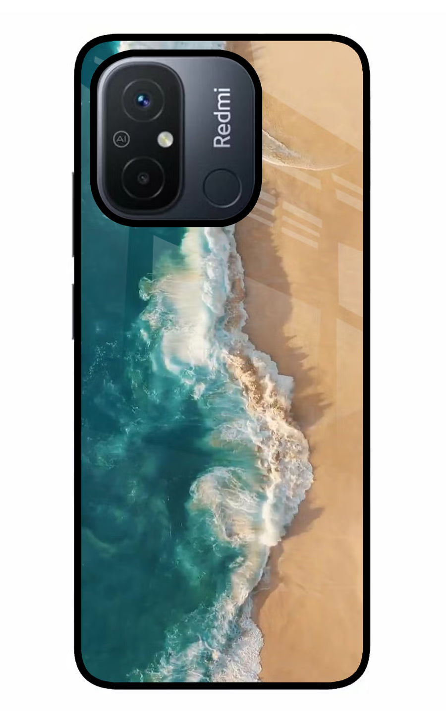 Ocean Beach Redmi 12C Back Cover, Glass case
