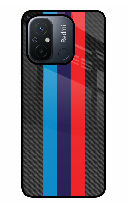 BMW Stripes Pattern Redmi 12C Glass Case