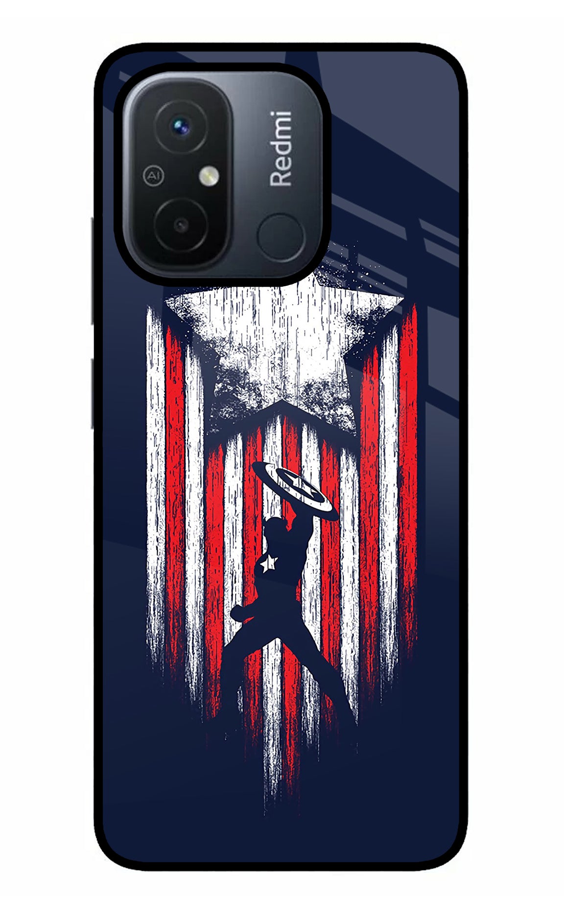 Captain America Marvel Art Redmi 12C Glass Case