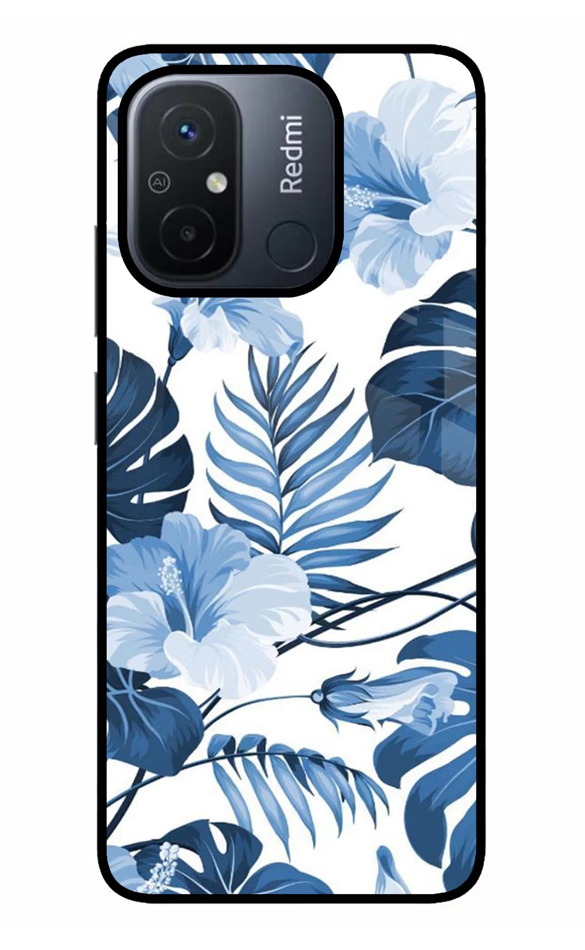Fabric Art Redmi 12C Glass Case Back Cover by Casekaro