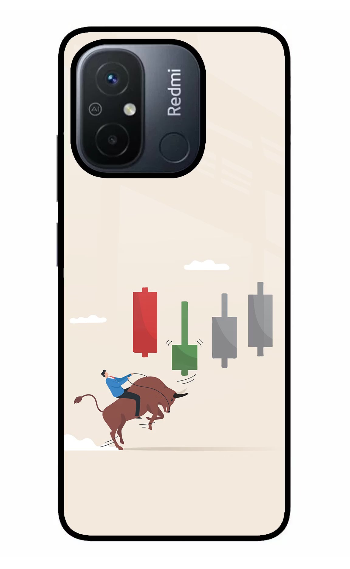 Bull Trading Momentum Redmi 12C Glass Case Back Cover by Casekaro