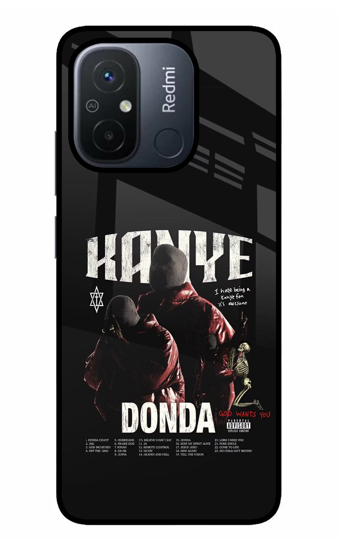 Donda Kanye West Redmi 12C Glass Case Back Cover by Casekaro