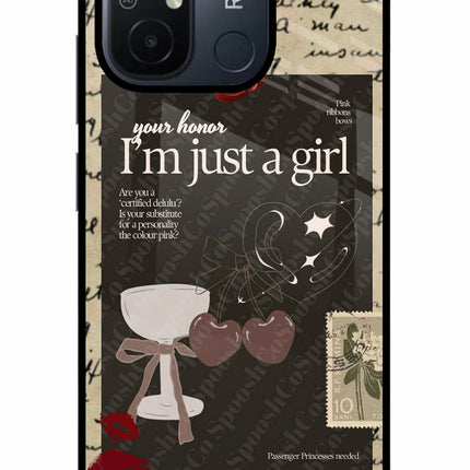 I am just a girl Redmi 12C Glass Case