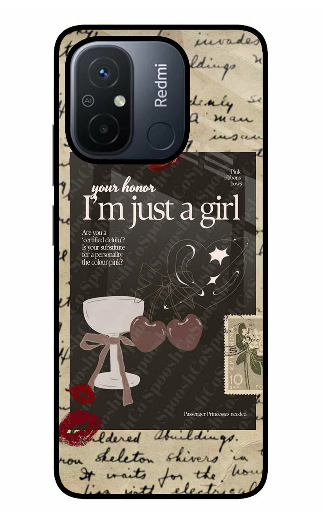 I am just a girl Redmi 12C Glass Case