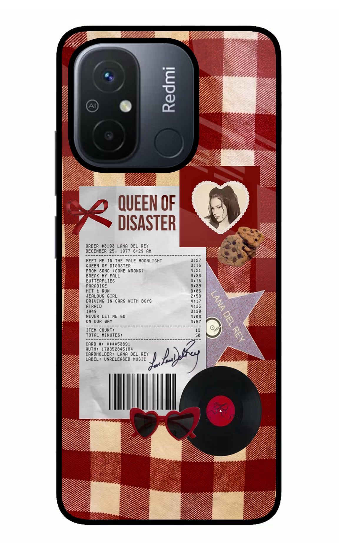 Queen of Disaster Redmi 12C Glass Case Back Cover by Casekaro