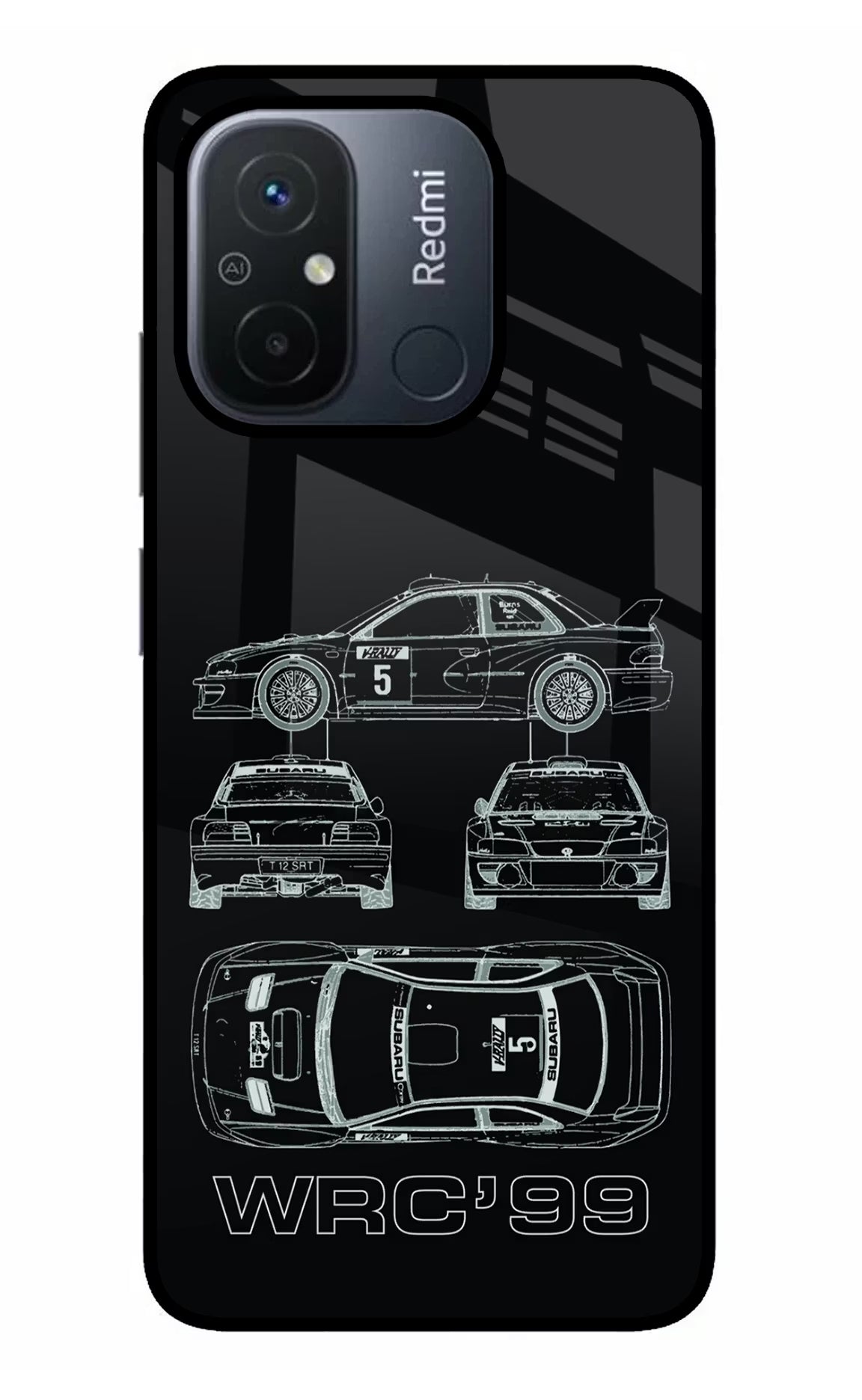 WRC'99 Redmi 12C Glass Case Back Cover by Casekaro