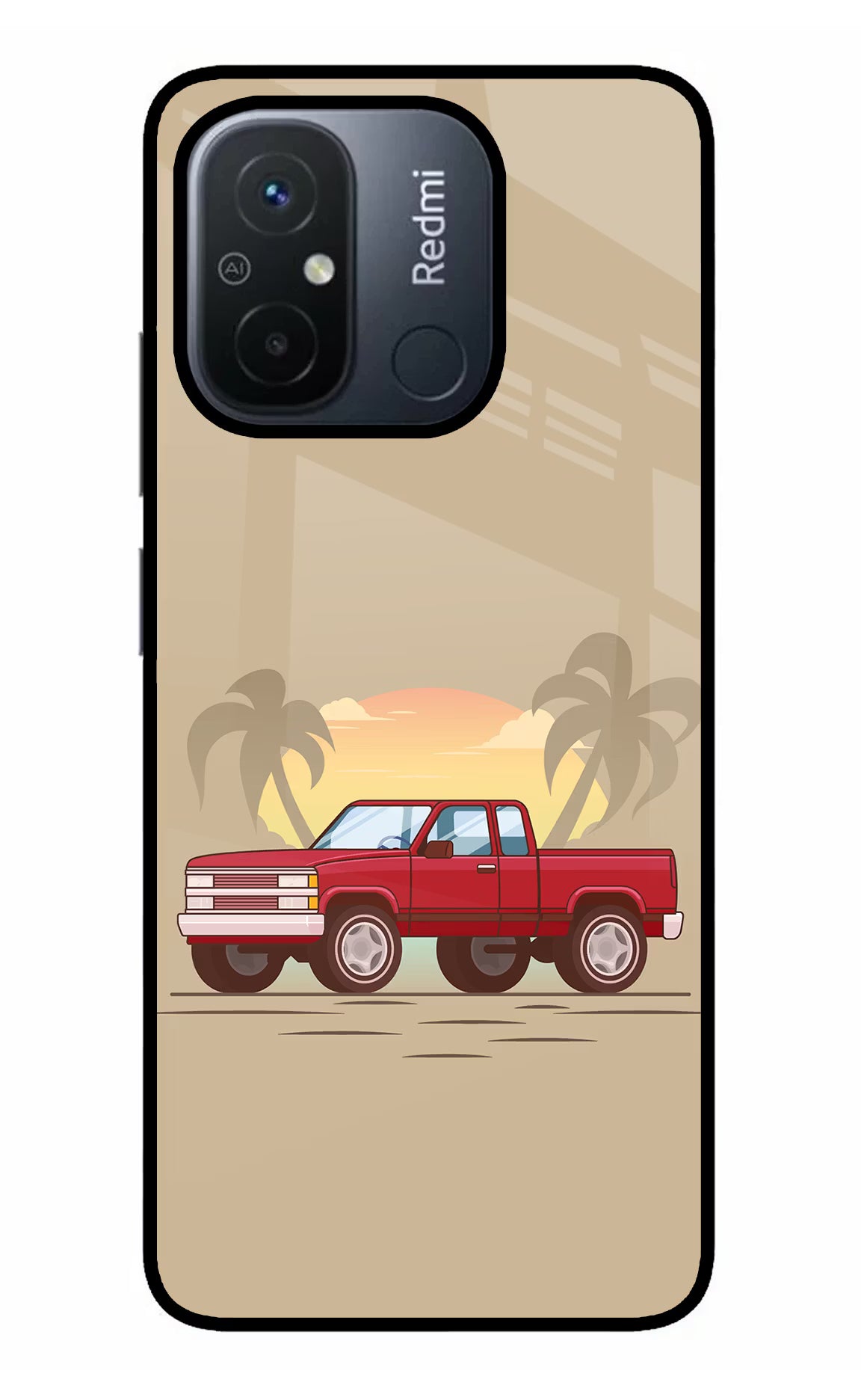 Desert Classic Drive Redmi 12C Glass Case Back Cover by Casekaro