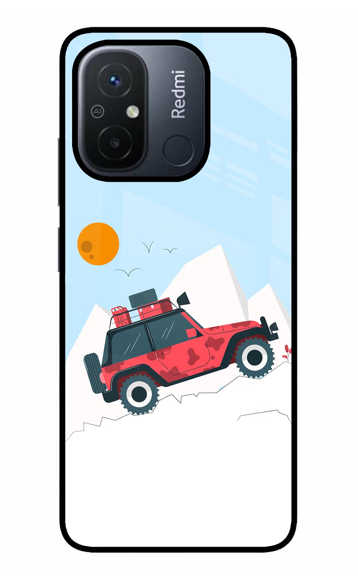 Mountain Trail Beast Redmi 12C Glass Case Back Cover by Casekaro