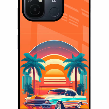 Palm Drive 80s Redmi 12C Glass Case