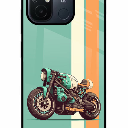 Striped Moto Drift Redmi 12C Glass Case