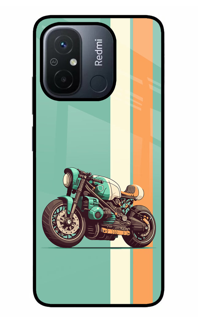 Striped Moto Drift Redmi 12C Glass Case