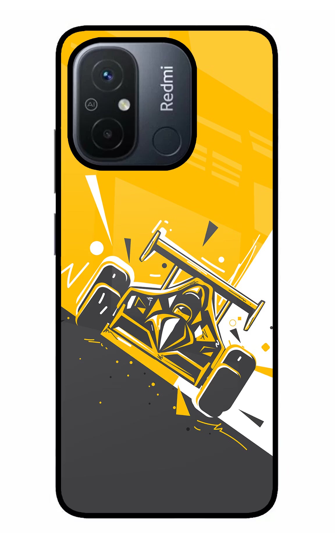 Track King Redmi 12C Glass Case Back Cover by Casekaro