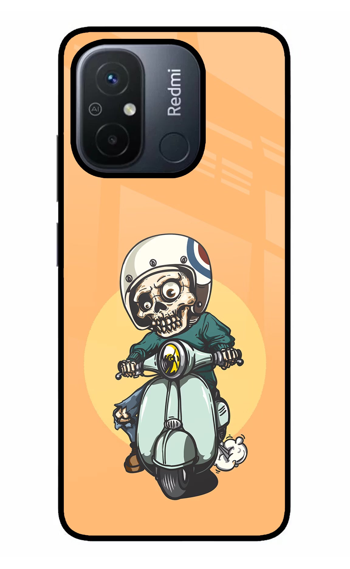Undead Biker Redmi 12C Glass Case Back Cover by Casekaro