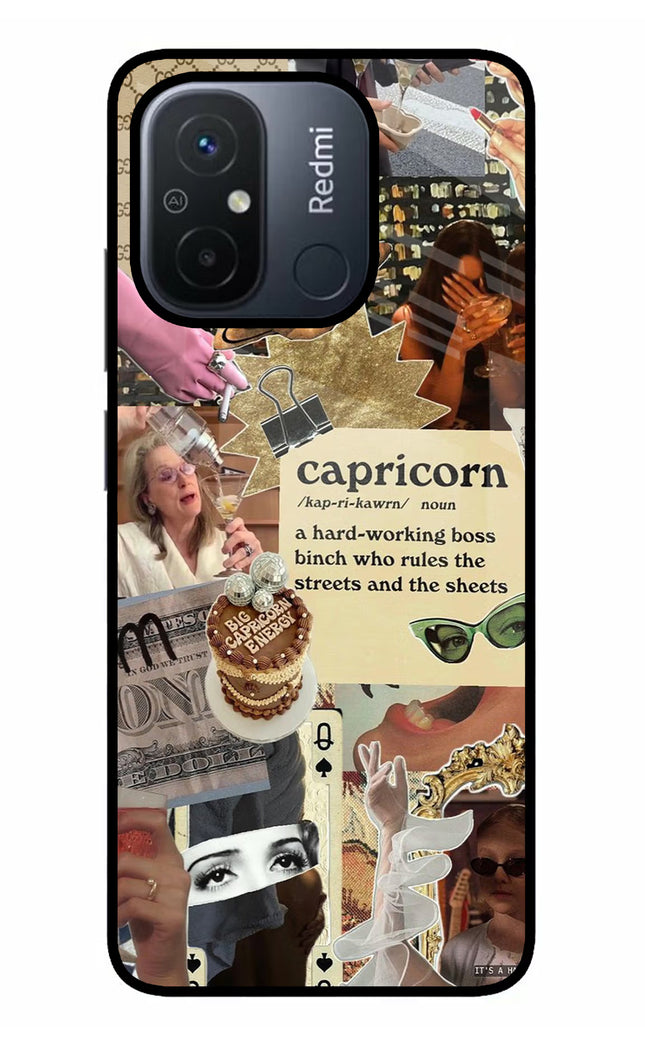 Capricorn Zodiac Redmi 12C Glass Case