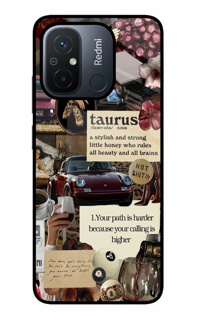 Taurus Zodiac Redmi 12C Glass Case
