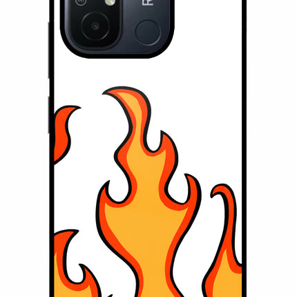 Fired Up – White Redmi 12C Glass Case
