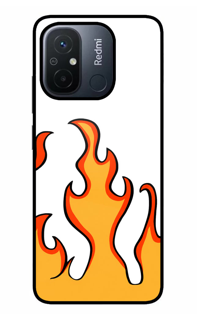 Fired Up – White Redmi 12C Glass Case