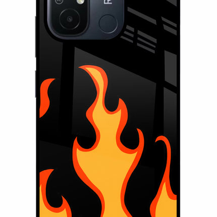 Fired Up – Black Redmi 12C Glass Case