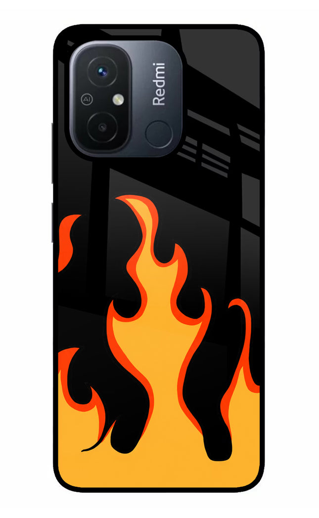 Fired Up – Black Redmi 12C Glass Case