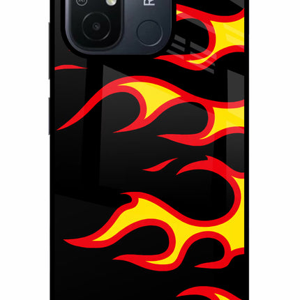 Side Sweep Flames Redmi 12C Glass Case