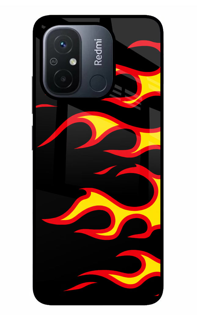 Side Sweep Flames Redmi 12C Glass Case
