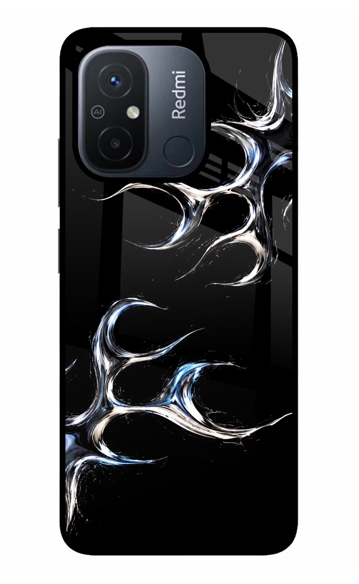 Chrome Tribal Redmi 12C Glass Case Back Cover by Casekaro