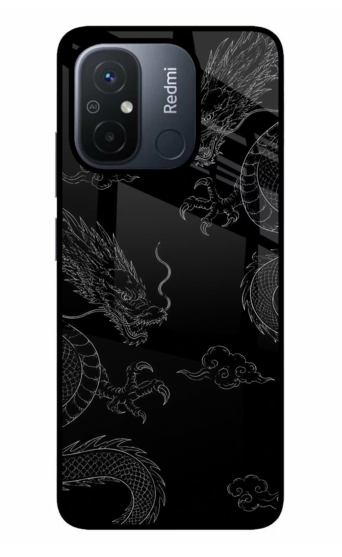 Twin Dragons Redmi 12C Glass Case