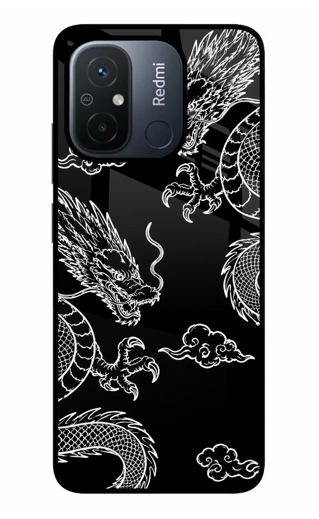Twin Dragons Redmi 12C Glass Case