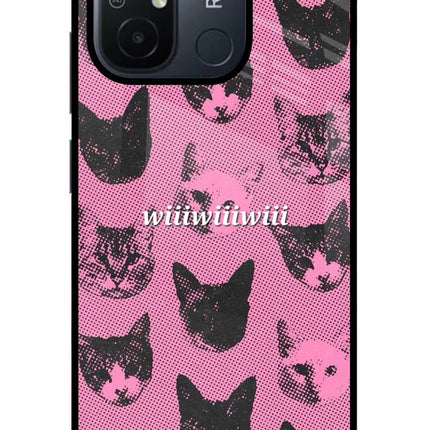 Pink Cats Redmi 12C Glass Case