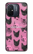 Pink Cats Redmi 12C Glass Case