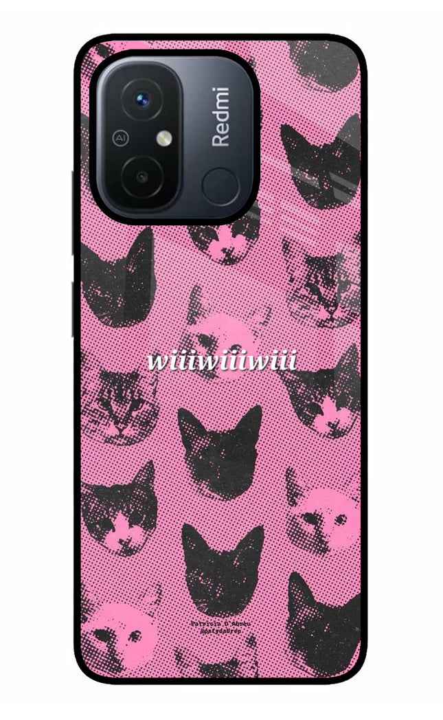 Pink Cats Redmi 12C Glass Case