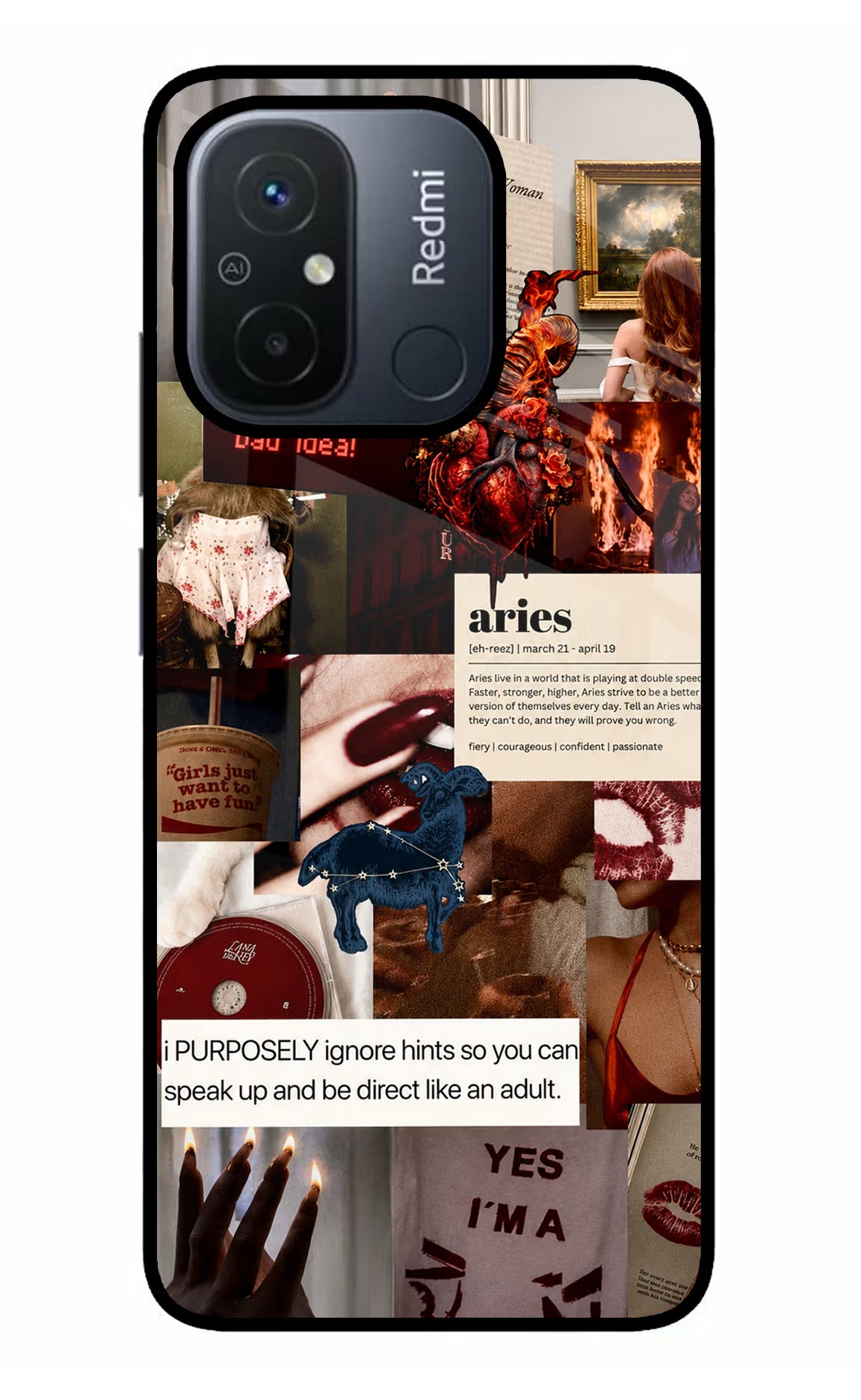 Zodiac Aries Redmi 12C Glass Case