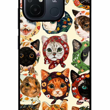 Cool Cat Redmi 12C Glass Case