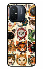 Cool Cat Redmi 12C Glass Case