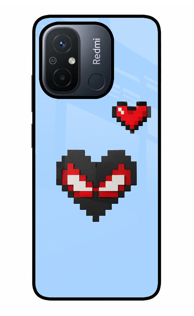Peter Heart Redmi 12C Glass Case
